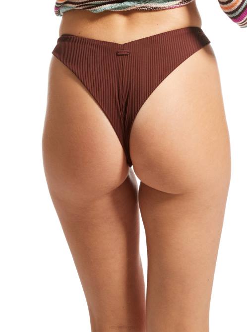 X4FH763 bitter chocolate Love Cheeky Bikini Bottoms Women Roxy | Bikini Bottoms