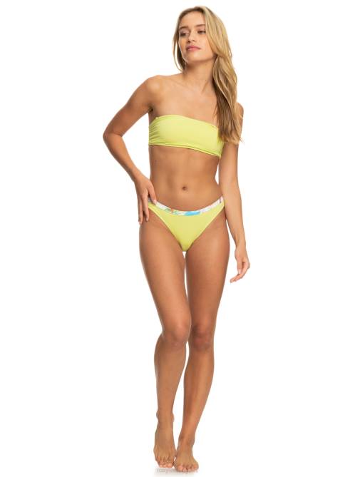 X4FH778 snow white pualani combo Retro Revo Reversible Moderate Bikini Bottoms Women Roxy | Bikini Bottoms