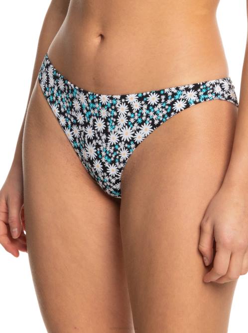 X4FH803 anthracite cute daisies Printed Beach Classics Cheeky Bikini Bottoms Women Roxy | Bikini Bottoms