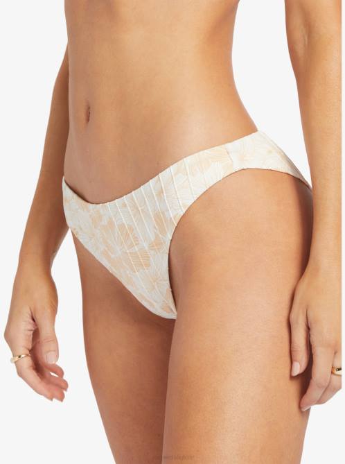 X4FH816 tapioca crazy hibiscus Rib Love The Baja Bikini Bottoms Women Roxy | Bikini Bottoms