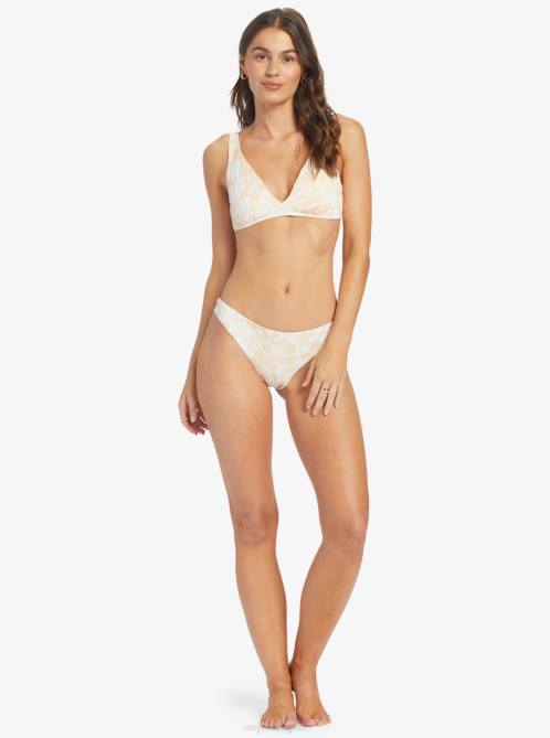 X4FH816 tapioca crazy hibiscus Rib Love The Baja Bikini Bottoms Women Roxy | Bikini Bottoms