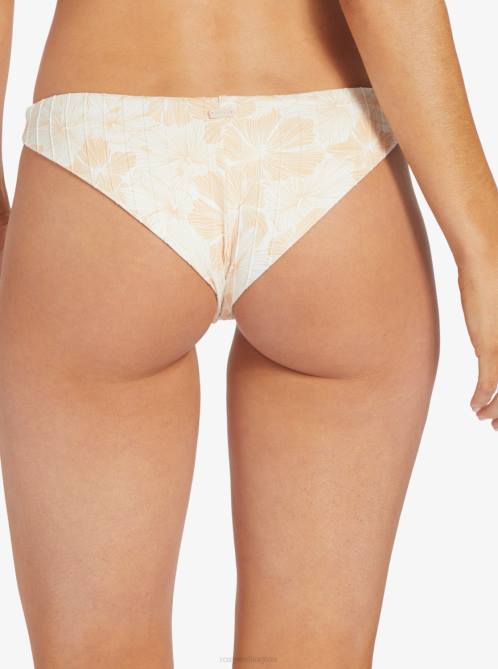 X4FH816 tapioca crazy hibiscus Rib Love The Baja Bikini Bottoms Women Roxy | Bikini Bottoms