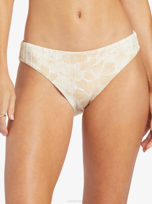 X4FH818 tapioca crazy hibiscus Love The Comber Bikini Bottoms Women Roxy | Bikini Bottoms