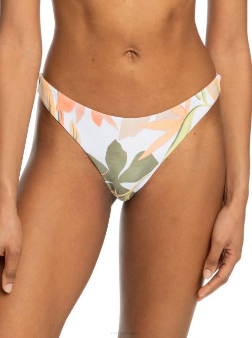 X4FH852 bright white subtly salty flat Printed Beach Classics Cheeky Bikini Bottoms Women Roxy | Bikini Bottoms