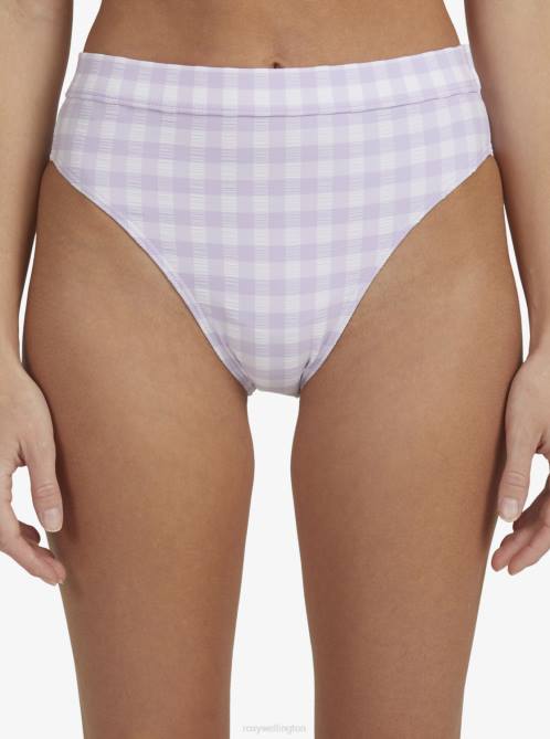 X4FH890 castle gingham lg pastel lilac Heart The Check Moderate Coverage Bikini Bottoms Women Roxy | Bikini Bottoms