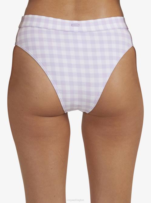 X4FH890 castle gingham lg pastel lilac Heart The Check Moderate Coverage Bikini Bottoms Women Roxy | Bikini Bottoms