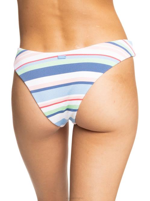 X4FH909 bright white the line up strip Line Up Cheeky High Leg Bikini Bottoms Women Roxy | Bikini Bottoms