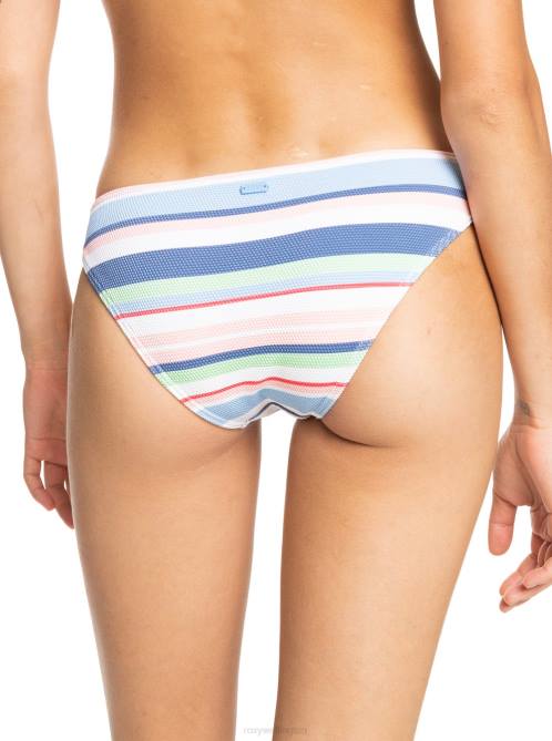 X4FH935 bright white the line up strip Line Up Mid-Rise Bikini Bottoms Women Roxy | Bikini Bottoms
