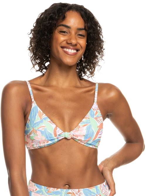 X4FH1001 sprucetone les fleurs Love Rib The Surf Knot Triangle Bikini Top Women Roxy | Bikini Tops