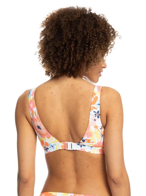 X4FH1018 bright white floral escape Printed Beach Classics D-Cup Underwired Bikini Top Women Roxy | Bikini Tops