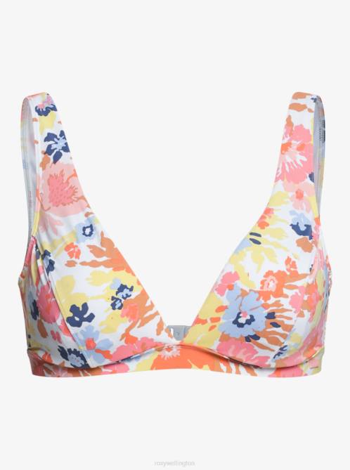 X4FH1018 bright white floral escape Printed Beach Classics D-Cup Underwired Bikini Top Women Roxy | Bikini Tops