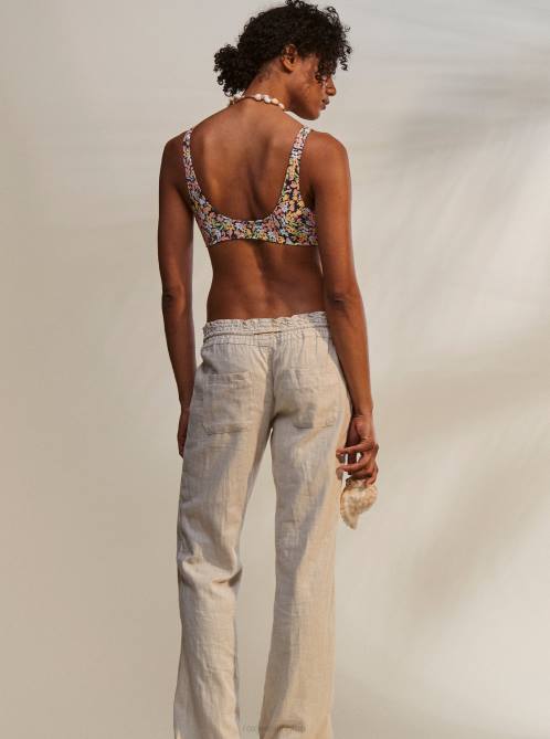 X4FH1028 mood indigo ditsy love Printed Beach Classics Bralette Bikini Top Women Roxy | Bikini Tops