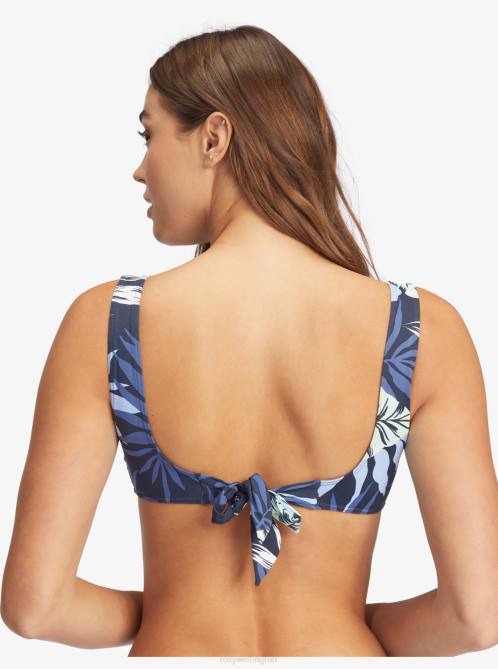 X4FH1040 mood indigo seaside tropics Printed Beach Classics Bralette Bikini Top Women Roxy | Bikini Tops