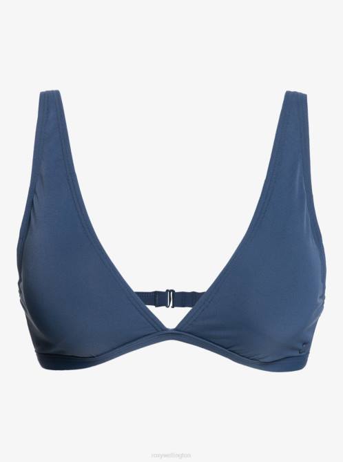 X4FH1051 mood indigo Solid Beach Classics Elongated Triangle Bikini Top Women Roxy | Bikini Tops