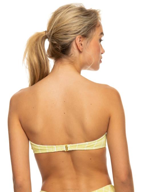 X4FH1067 linden green check me out Salty Shine O-Ring Bandeau Bikini Top Women Roxy | Bikini Tops