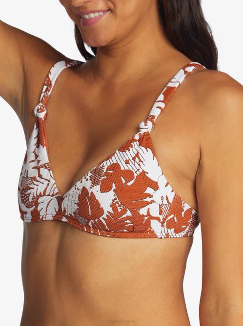 X4FH1100 baked clay retro floral Endless Swell Triangle Bikini Top Women Roxy | Bikini Tops