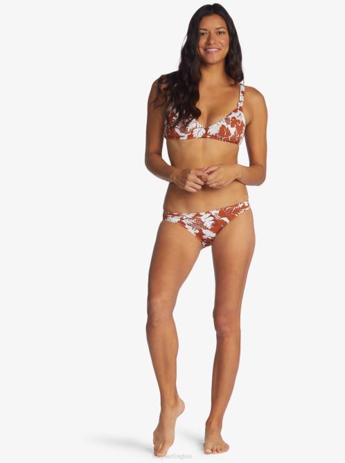 X4FH1100 baked clay retro floral Endless Swell Triangle Bikini Top Women Roxy | Bikini Tops