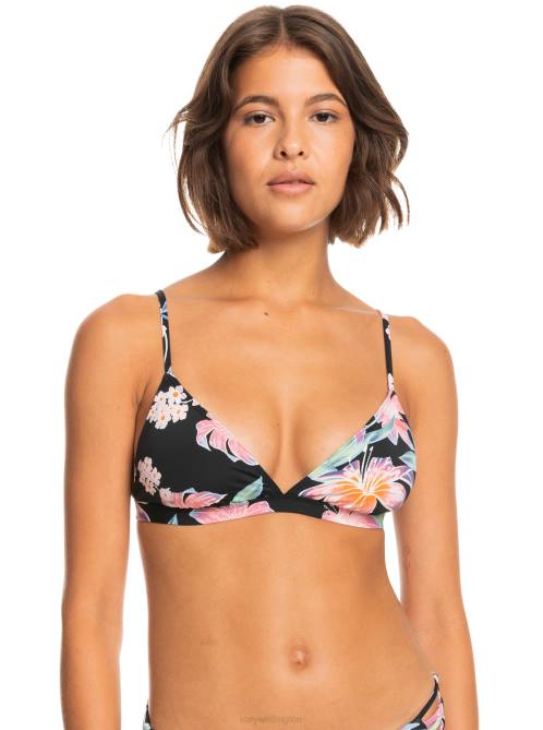 X4FH1108 anthracite paradise found Printed Beach Classics Fixed Triangle Bikini Top Women Roxy | Bikini Tops