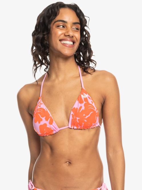 X4FH577 pink frosting my kind of hibis Surf.Kind.Kate. Reversible Triangle Bikini Top Women Roxy | Bikini Tops