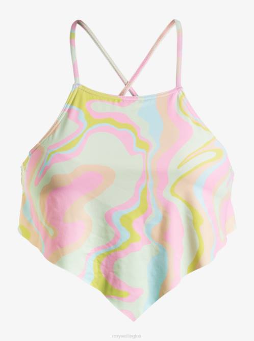 X4FH614 ambroisia swirl swim Tropics Hype Crop Bikini Top Women Roxy | Bikini Tops
