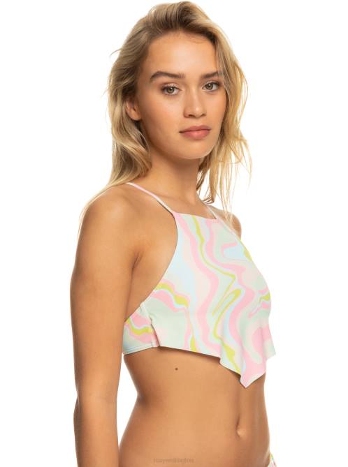 X4FH614 ambroisia swirl swim Tropics Hype Crop Bikini Top Women Roxy | Bikini Tops