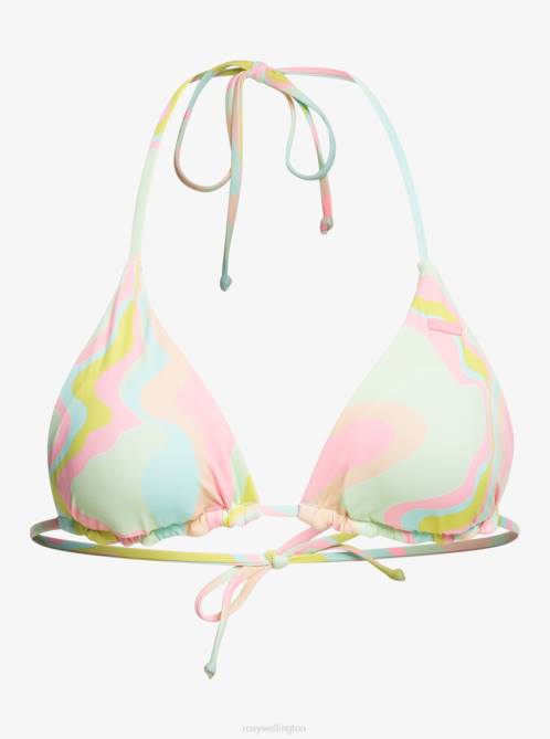 X4FH619 ambroisia swirl swim Tropics Hype Reversible Tiki Tri Bikini Top Women Roxy | Bikini Tops
