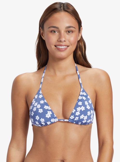 X4FH674 bijou blue floral delight Floral Delight Tiki Tri Bikini Top Women Roxy | Bikini Tops