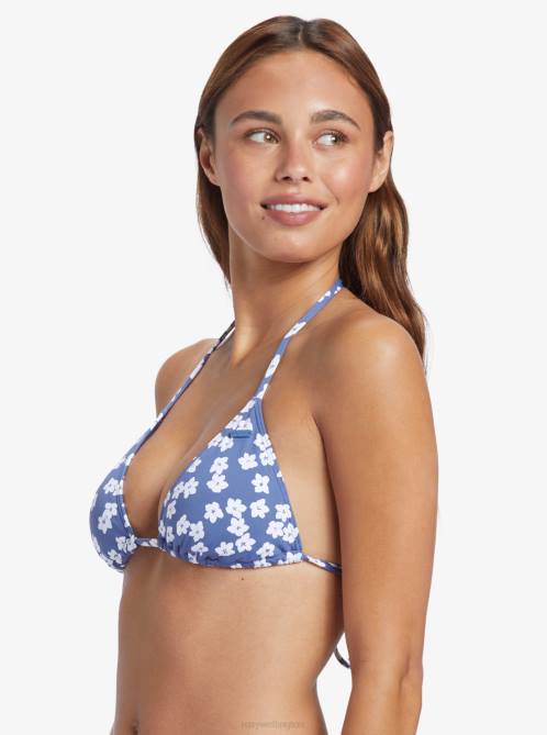 X4FH674 bijou blue floral delight Floral Delight Tiki Tri Bikini Top Women Roxy | Bikini Tops