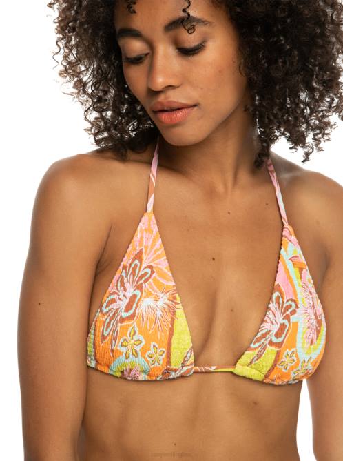 X4FH691 mock orange delic Floraldelic Tiki Tri Bikini Top Women Roxy | Bikini Tops