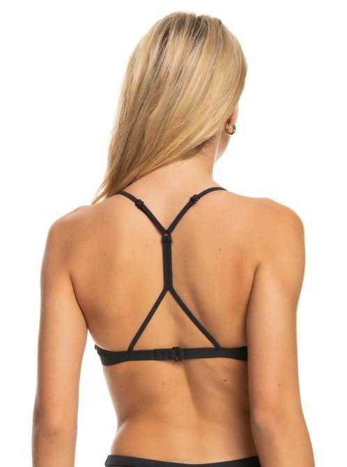X4FH706 anthracite Pro The Cut Back Triangle Bikini Top Women Roxy | Bikini Tops