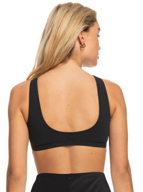 X4FH714 anthracite Pro The Pop Up Crop Bikini Top Women Roxy | Bikini Tops