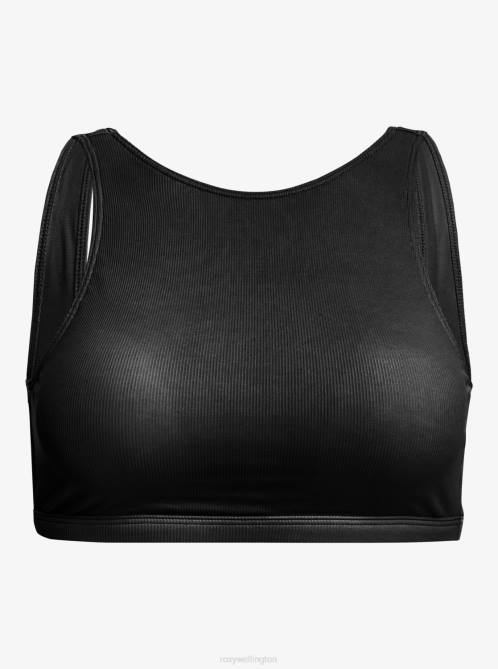 X4FH714 anthracite Pro The Pop Up Crop Bikini Top Women Roxy | Bikini Tops