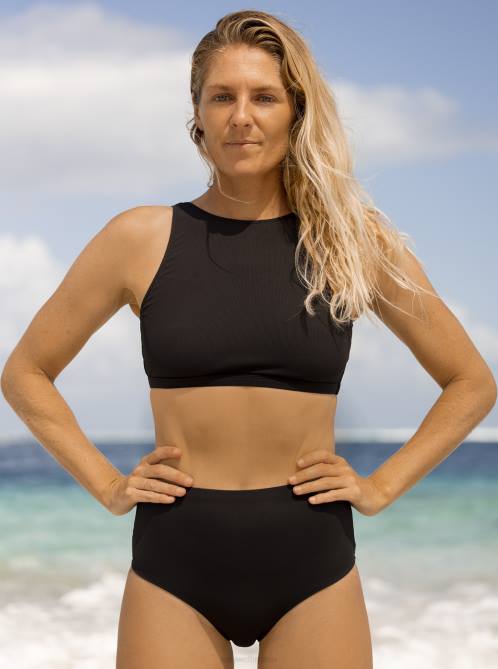 X4FH714 anthracite Pro The Pop Up Crop Bikini Top Women Roxy | Bikini Tops