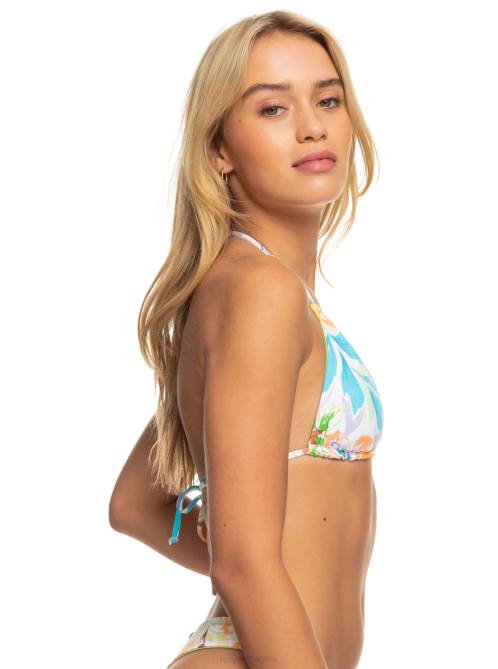 X4FH777 snow white pualani combo Retro Revo Reversible Tiki Triangle Bikini Top Women Roxy | Bikini Tops