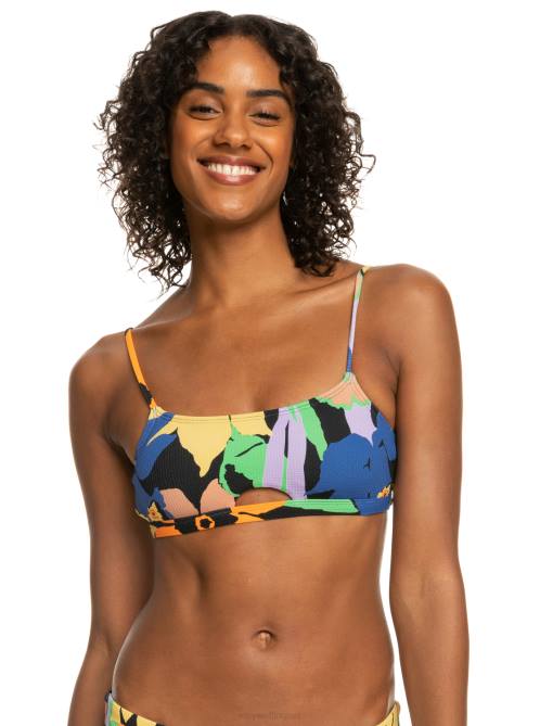 X4FH787 anthracite flower jammin Color Jam Bralette Bikini Top Women Roxy | Bikini Tops