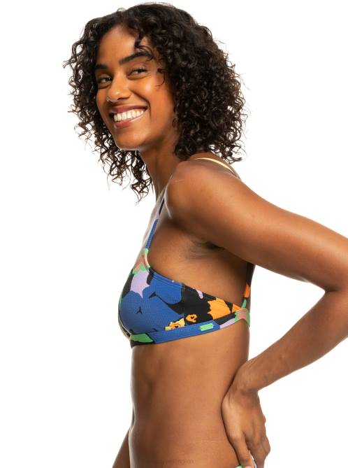 X4FH787 anthracite flower jammin Color Jam Bralette Bikini Top Women Roxy | Bikini Tops