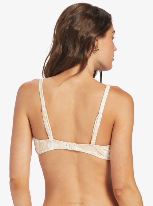 X4FH817 tapioca crazy hibiscus Love The Sun Ray Bikini Top Women Roxy | Bikini Tops