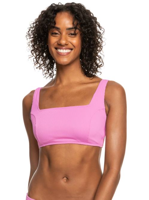X4FH838 cyclamen Active Rib Bralette Bikini Top Women Roxy | Bikini Tops