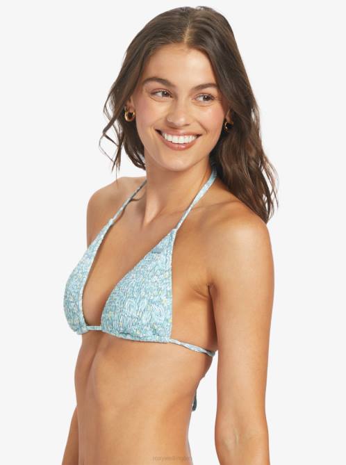 X4FH866 tourmaline pretty paisley Seaside Tropics Smock Tiki Tri Bikini Top Women Roxy | Bikini Tops