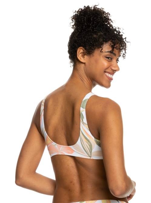 X4FH877 bright white subtly salty flat Printed Beach Classics Bralette Bikini Top Women Roxy | Bikini Tops