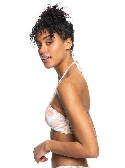 X4FH887 bright white subtly salty flat Printed Beach Classics Triangle Bikini Top Women Roxy | Bikini Tops