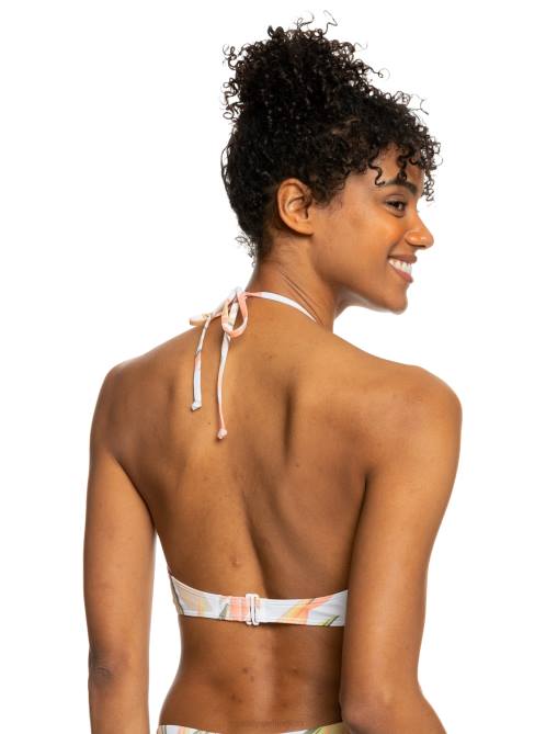 X4FH887 bright white subtly salty flat Printed Beach Classics Triangle Bikini Top Women Roxy | Bikini Tops