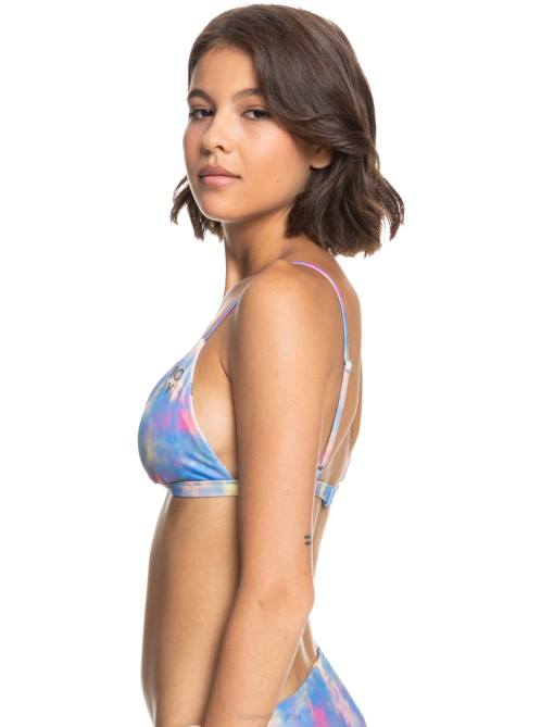 X4FH931 pale marigold tie dye vibes POP SURF Reversible Fixed Triangle Bikini Top Women Roxy | Bikini Tops