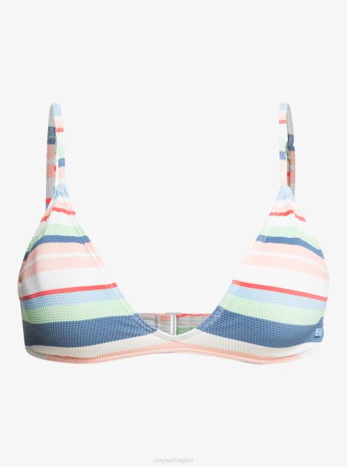 X4FH936 bright white the line up strip Line Up Fixed Triangle Bikini Top Women Roxy | Bikini Tops