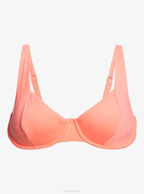 X4FH939 fusion coral Beach Classics Underwired D-Cup Bikini Top Women Roxy | Bikini Tops