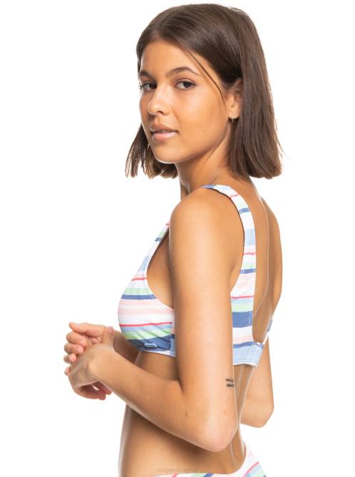 X4FH951 bright white the line up strip Line Up Bralette Bikini Top Women Roxy | Bikini Tops