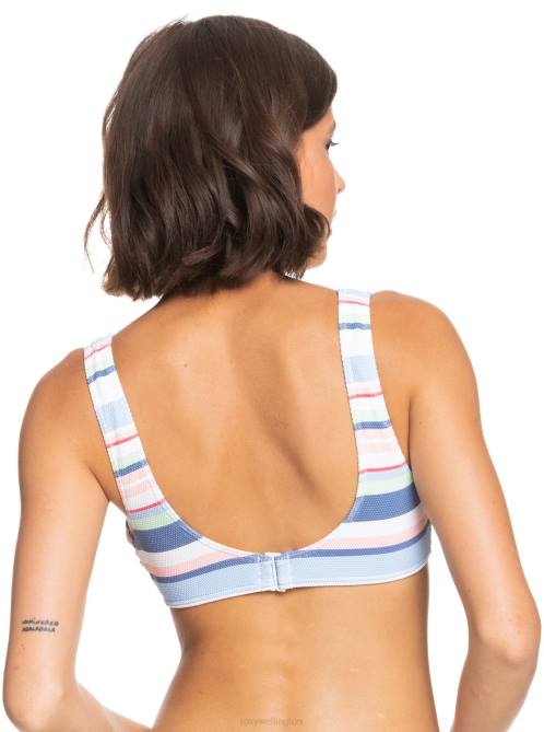 X4FH951 bright white the line up strip Line Up Bralette Bikini Top Women Roxy | Bikini Tops