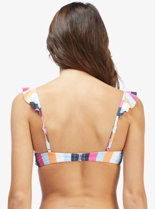 X4FH955 cool blue throwback stripe Beach Classics Underwire Bikini Top Women Roxy | Bikini Tops