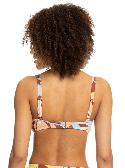 X4FH959 rustic brown floraldelic Floraldelic Printed D-Cup Bikini Top Women Roxy | Bikini Tops