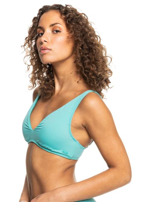 X4FH961 sea blue Love The Oceana V Elongated Triangle Bikini Top Women Roxy | Bikini Tops